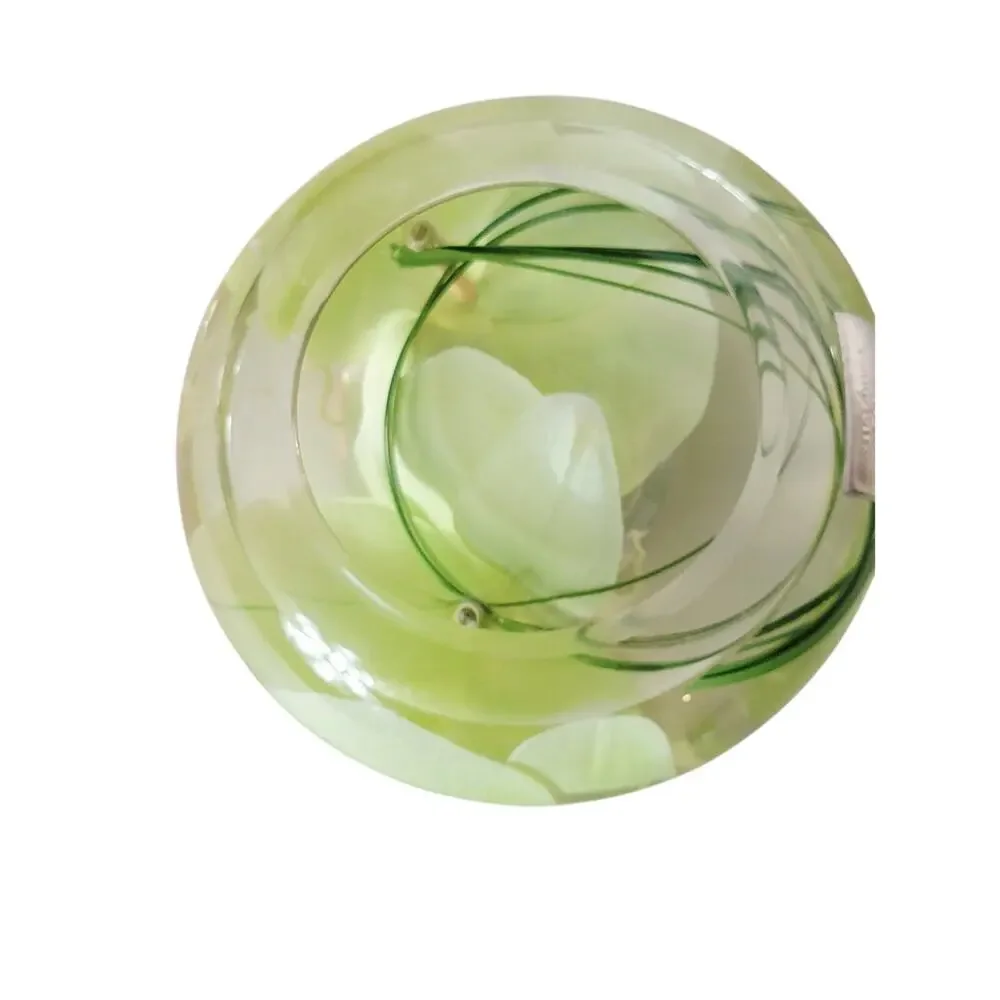 Emilo Robba Glass Orchid Tea Lite Candle Holder‎ Green Floral